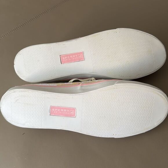 Sperry Top Sider Bahama Iridescent Sequin Pink White Boat Shoe. Size 11M. - Picture 8 of 10